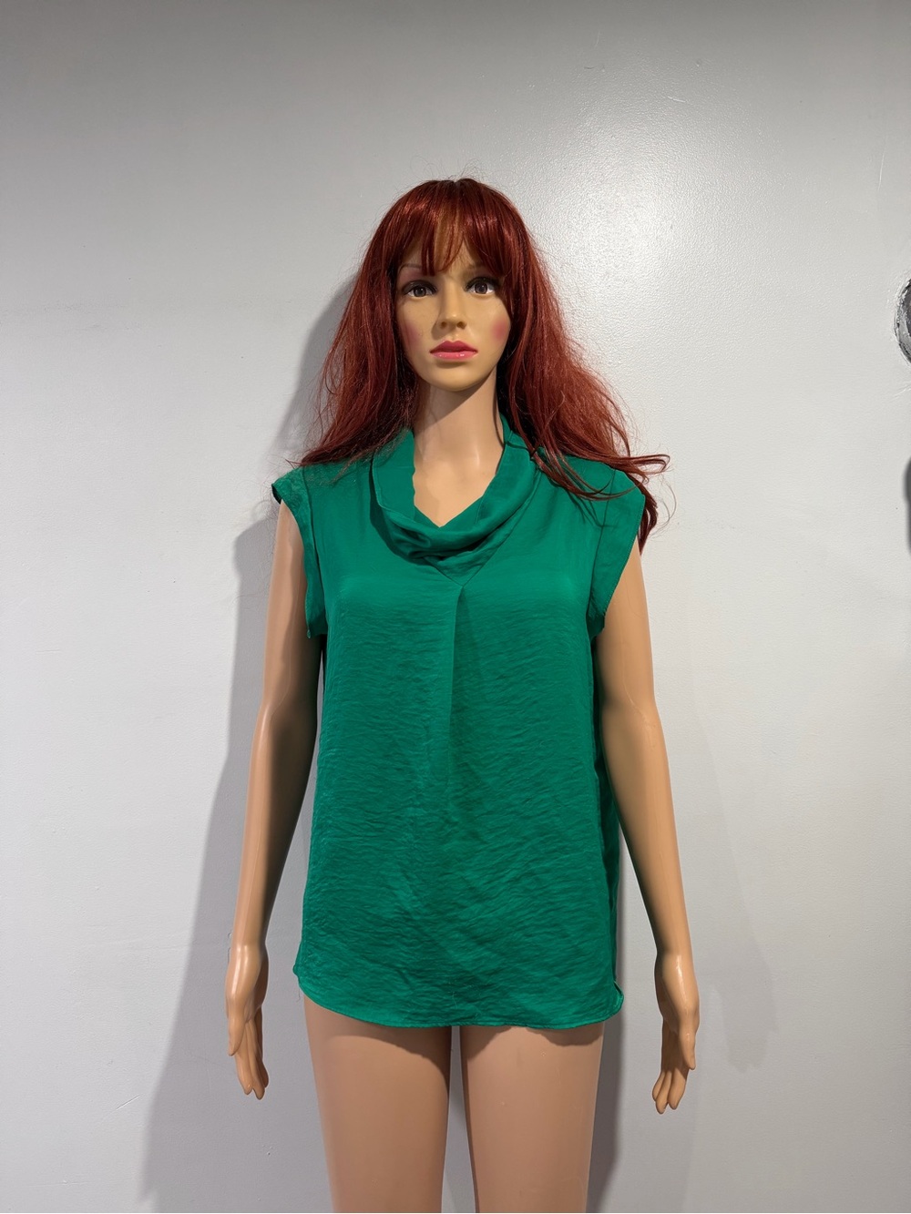 Ellen Tracy Emerald Green Cowl Neck Sleeveless Top